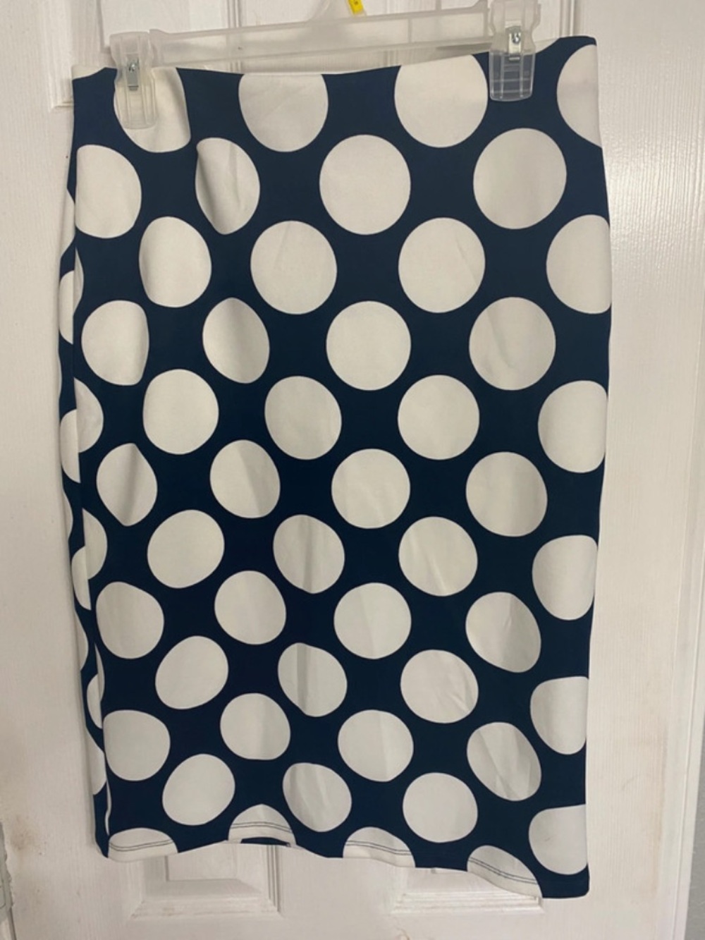 Navy and White Polka Dot Pencil Skirt